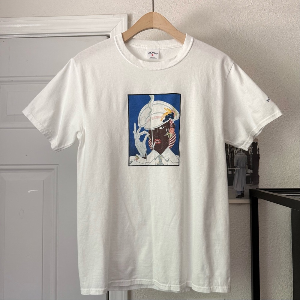 NOAH NYC x Antonio Lopez white‎ graphic crew neck knit short sleeve tee t-shirt